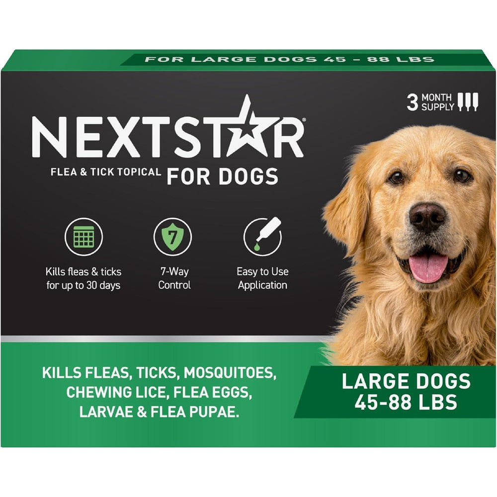 NEXTSTAR Flea And Tick Prevention For Large Dogs Fast Acting Waterproof Topical Drops Three Monthly Doses