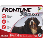 Frontline Plus Flea and Tick Spot Treatment for Extra Large Breed Dogs Eighty Nine to One Hundred Thirty Two Pounds Red Pack Count of Three