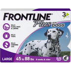Frontline Plus Topical Flea And Tick Spot Treatment For Large Breed Dogs Weighing 45 To 88 Pounds Purple Pack Contains 3 Count Pipettes
