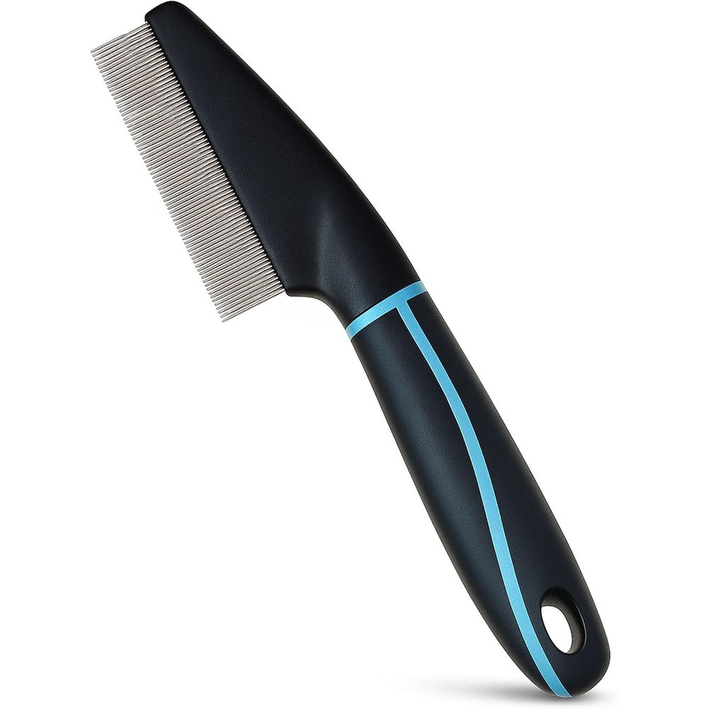 Flea Comb for Dogs and Cats - Premium Pet Grooming Tool with Stainless Steel Teeth for Long and Short Hair