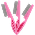Cionyce Murtenze 3 Pack Flea Comb Set For Dogs And Cats Fine Tooth Metal Grooming Brush Tool For Removing Flea Eggs And Tear Stains Pink
