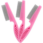 Cionyce Murtenze 3 Pack Flea Comb Set For Dogs And Cats Fine Tooth Metal Grooming Brush Tool For Removing Flea Eggs And Tear Stains Pink