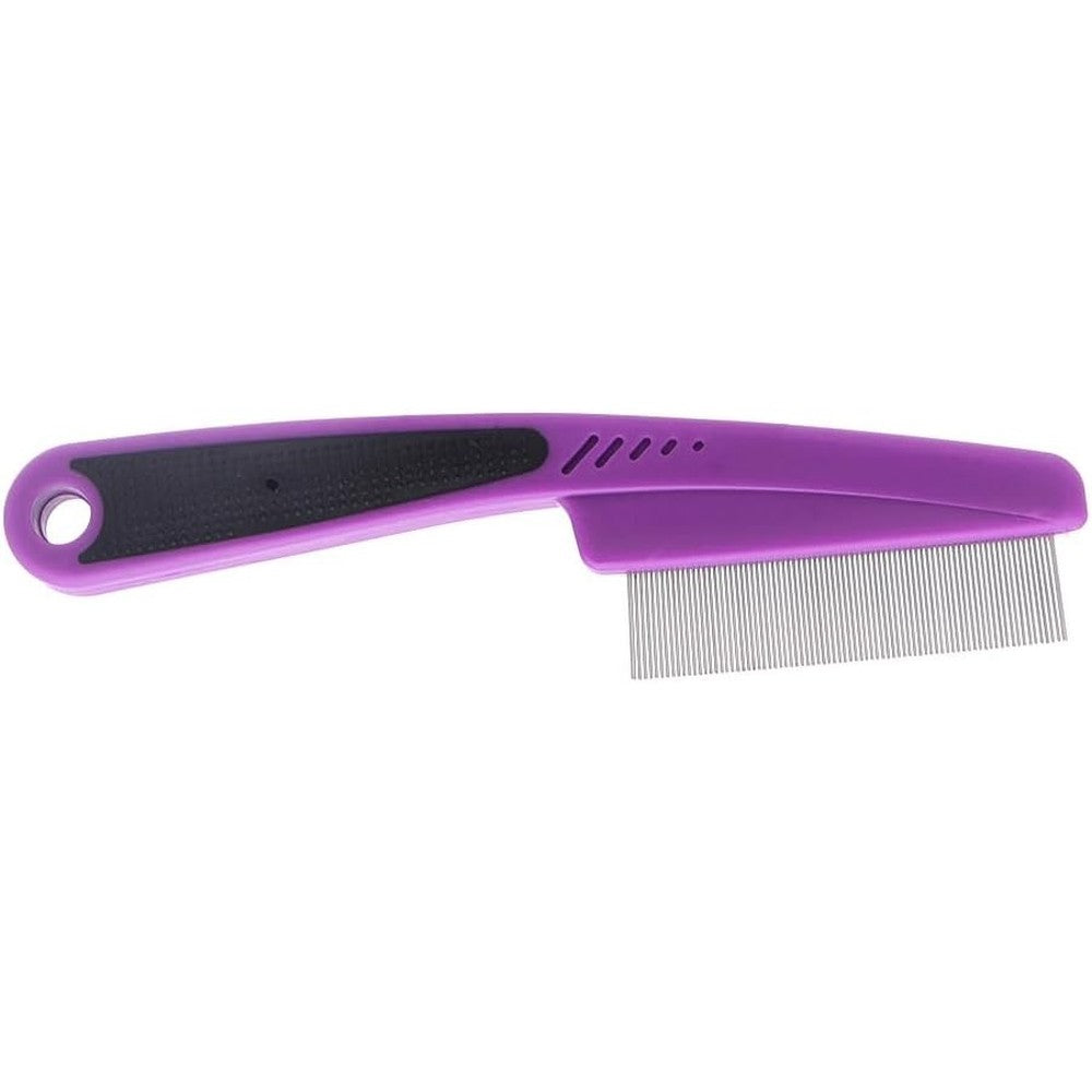 Yumflan Flea Comb With Rubber Handle, Fine Tooth Grooming Tool For Dogs And Cats, Purple, 1 Piece