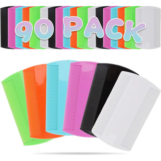 Buwusmu 90 Piece Double Side Tooth Pet Flea Comb Bulk For Cats Dogs Lice And Tick Removal For Small Pets And Kittens In 6 Colors