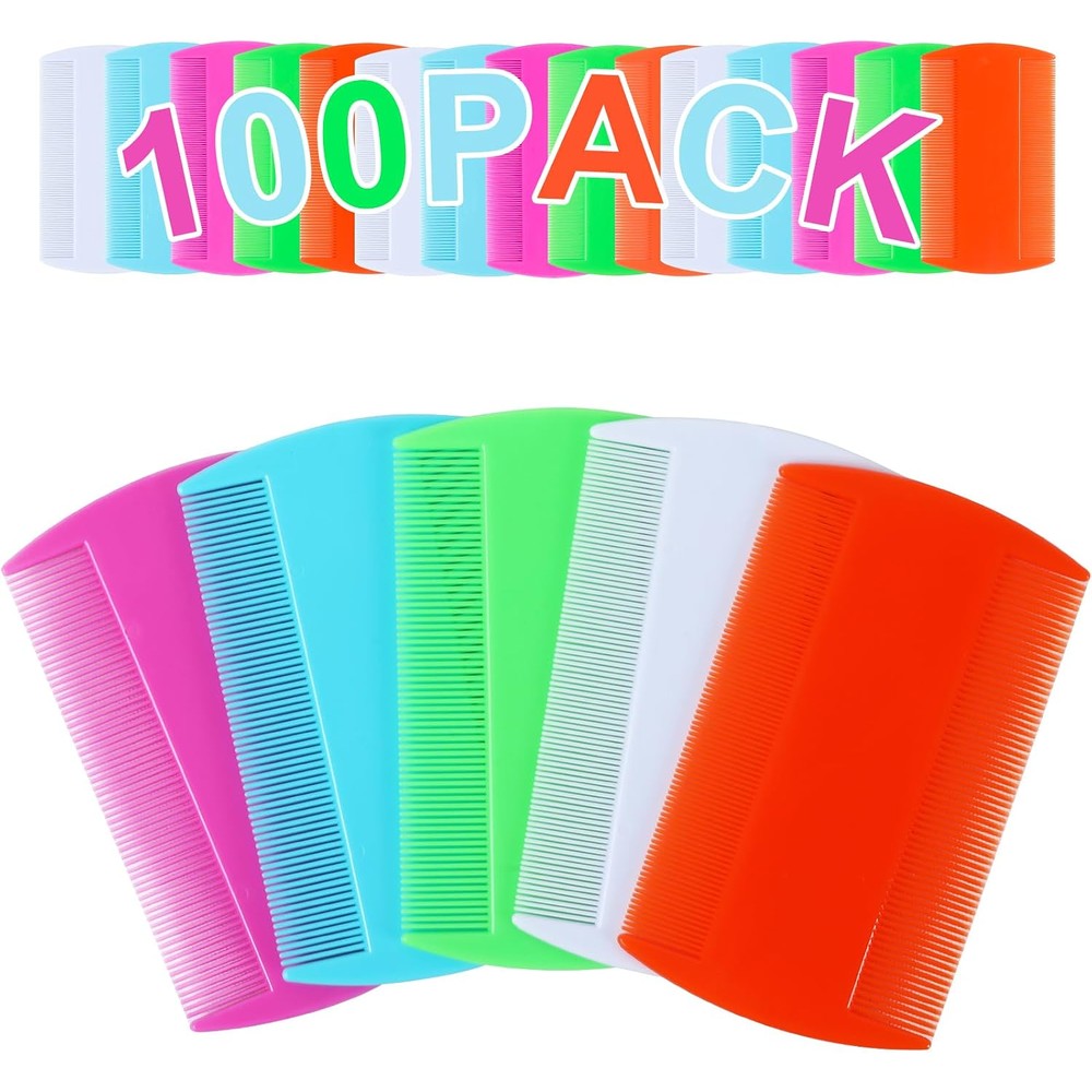 Rmerve 100 Pieces Five Colors Double Side Tooth Pet Flea Comb Bulk Set For Cats Dogs And Small Animals Grooming Tool