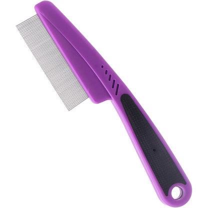 Yumflan Fine Tooth Flea Comb With Non-Slip Rubber Handle For Dogs Cats And Small Pets Purple 1.41 Ounces