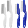 LoveBB 4 Pcs Pet Flea Comb Set With Stainless Steel Rounded Teeth For Dog And Cat Grooming, Tear Stain Removal, And Dandruff Treatment