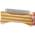 Topmed Ets Bamboo Wooden Pet Flea Comb In Bone Shape With Stainless Steel Teeth For Cats Dogs And Small Animals Grooming Tool