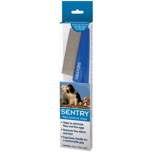 Sentry Flea Comb For Dogs Ergonomic Grooming Tool With Fine Metal Teeth For Effective Flea And Egg Removal