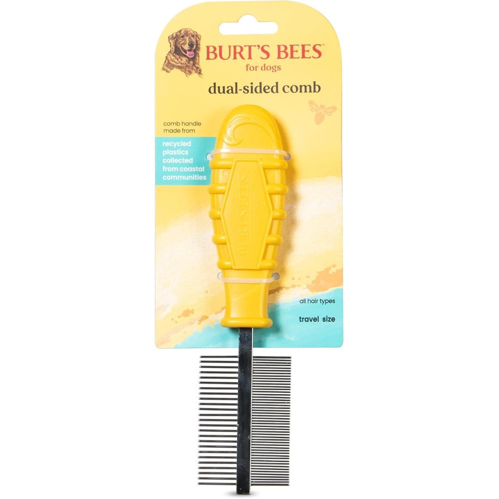 Burt's Bees For Pets Dual Sided Flea Comb With Recycled Coastal Plastic Handle 6 Inch Grooming Tool For Dogs And Cats