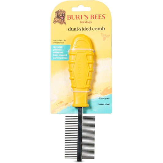 Burt's Bees For Pets Dual Sided Flea Comb With Recycled Coastal Plastic Handle 6 Inch Grooming Tool For Dogs And Cats