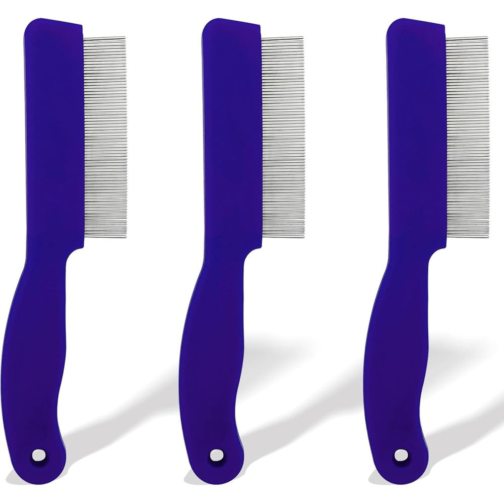 Attkryy 3 Pack Pet Flea Detangling Comb Single Row Fine Tooth Stainless Steel Grooming Tool For Dogs And Cats