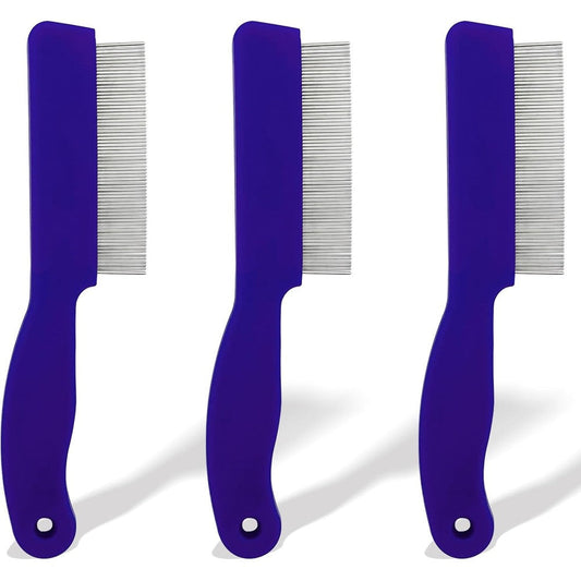 Attkryy 3 Pack Pet Flea Detangling Comb Single Row Fine Tooth Stainless Steel Grooming Tool For Dogs And Cats