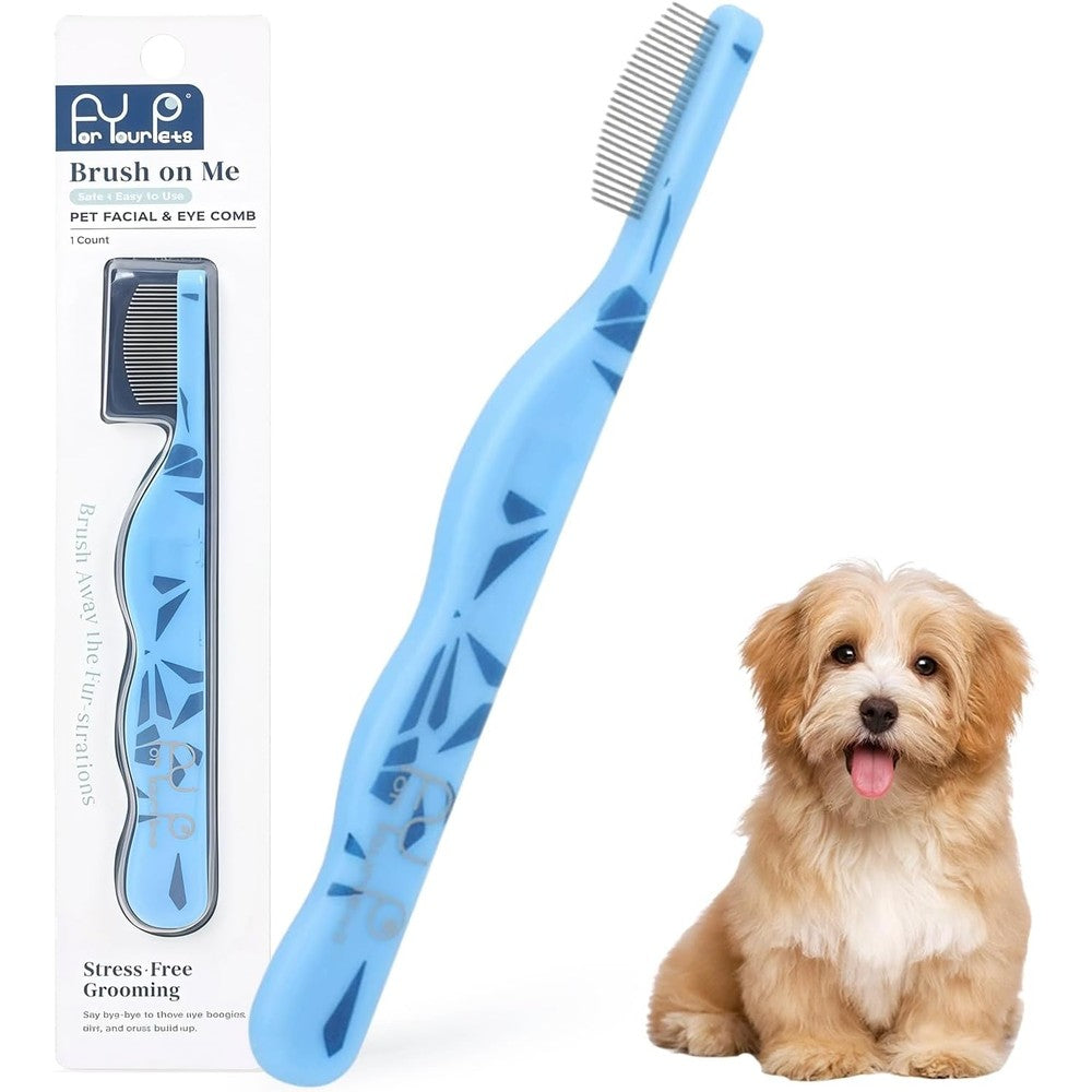 Histotree Blue Curved Small Dog And Cat Grooming Comb For Eye Tear Stains And Fine Hair Detangling, 12.4 Centimeter Metal Tool