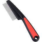 Yumflan Flea Comb With Rubber Handle Fine Teeth Grooming Comb For Dogs And Cats Red