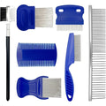 Ikkab 7 Pack Flea Comb Set For Cats And Dogs Stainless Steel And Plastic Pet Grooming Tools With Eye And Tear Stain Combs