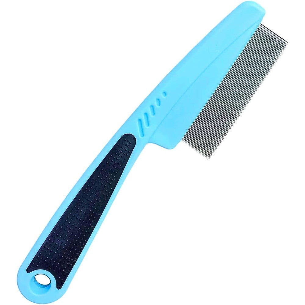 LLTGMV Flea Comb With Rubber Handle For Dogs And Cats Professional Stainless Steel Fine Tooth Grooming Tool For Tick And Lice Removal
