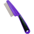 Yumflan Flea Comb With Rubber Handle, Fine Tooth Grooming Tool For Dogs And Cats, Purple