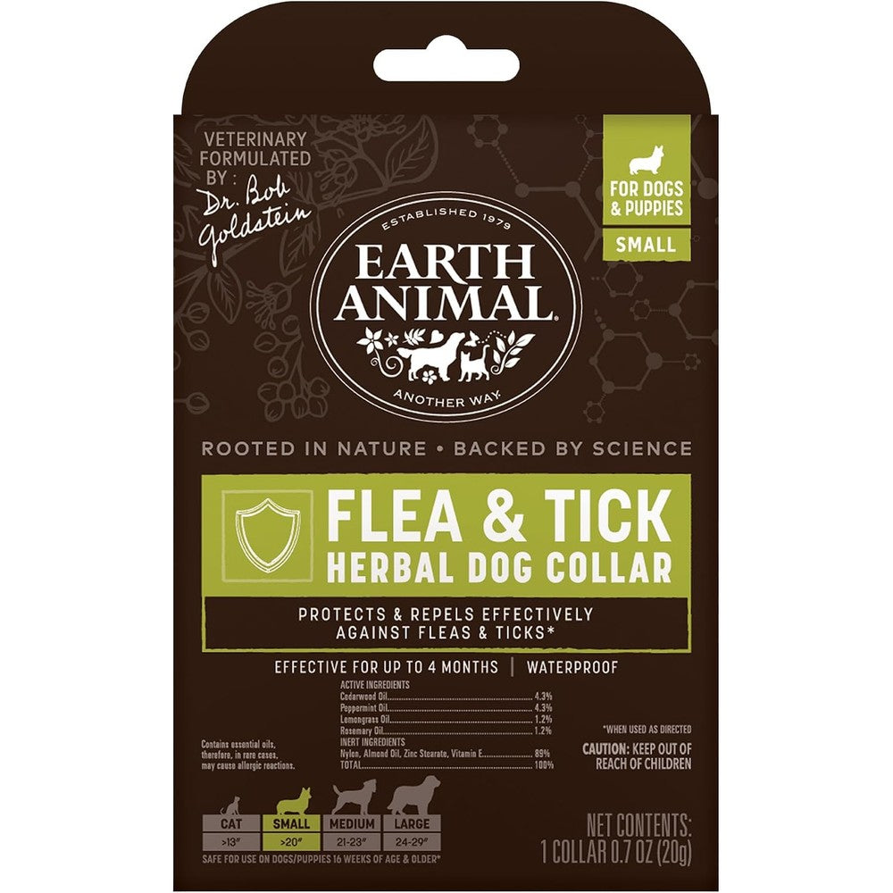 Earth Animal Apothecary Natural Flea And Tick Herbal Collar For Small Dogs And Puppies 1 Collar Waterproof Essential Oil Protection