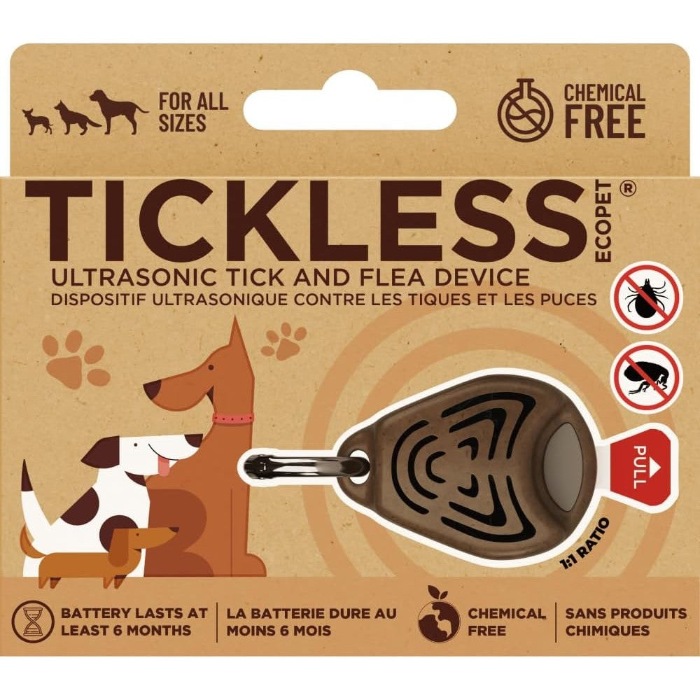 Tickless EcoPet Ultrasonic Tick And Flea Repellent Device For Dogs And Cats Brown Chemical Free Protection For Six Months All Sizes