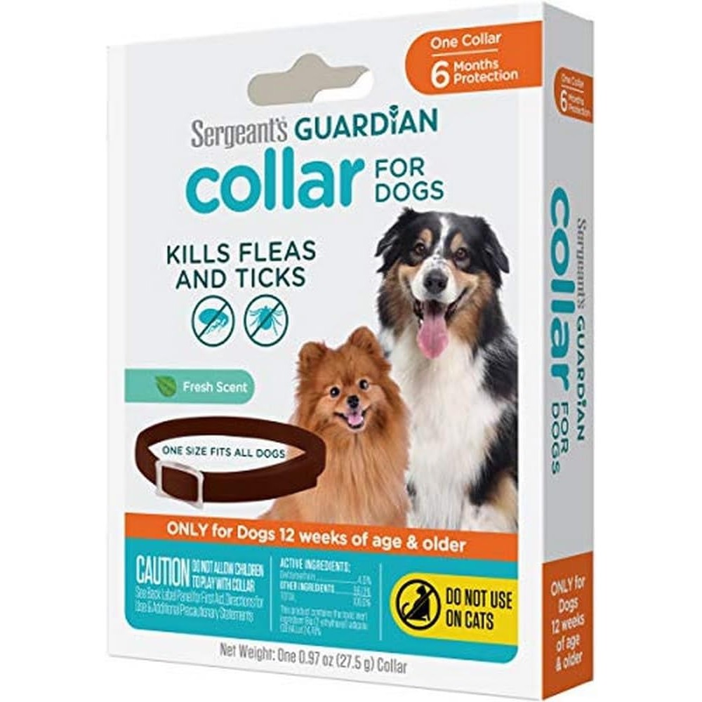Sergeant's Guardian Flea And Tick Collar For Dogs, 1 Count, Up To 6 Months Continuous Protection, Adjustable Waterproof Design