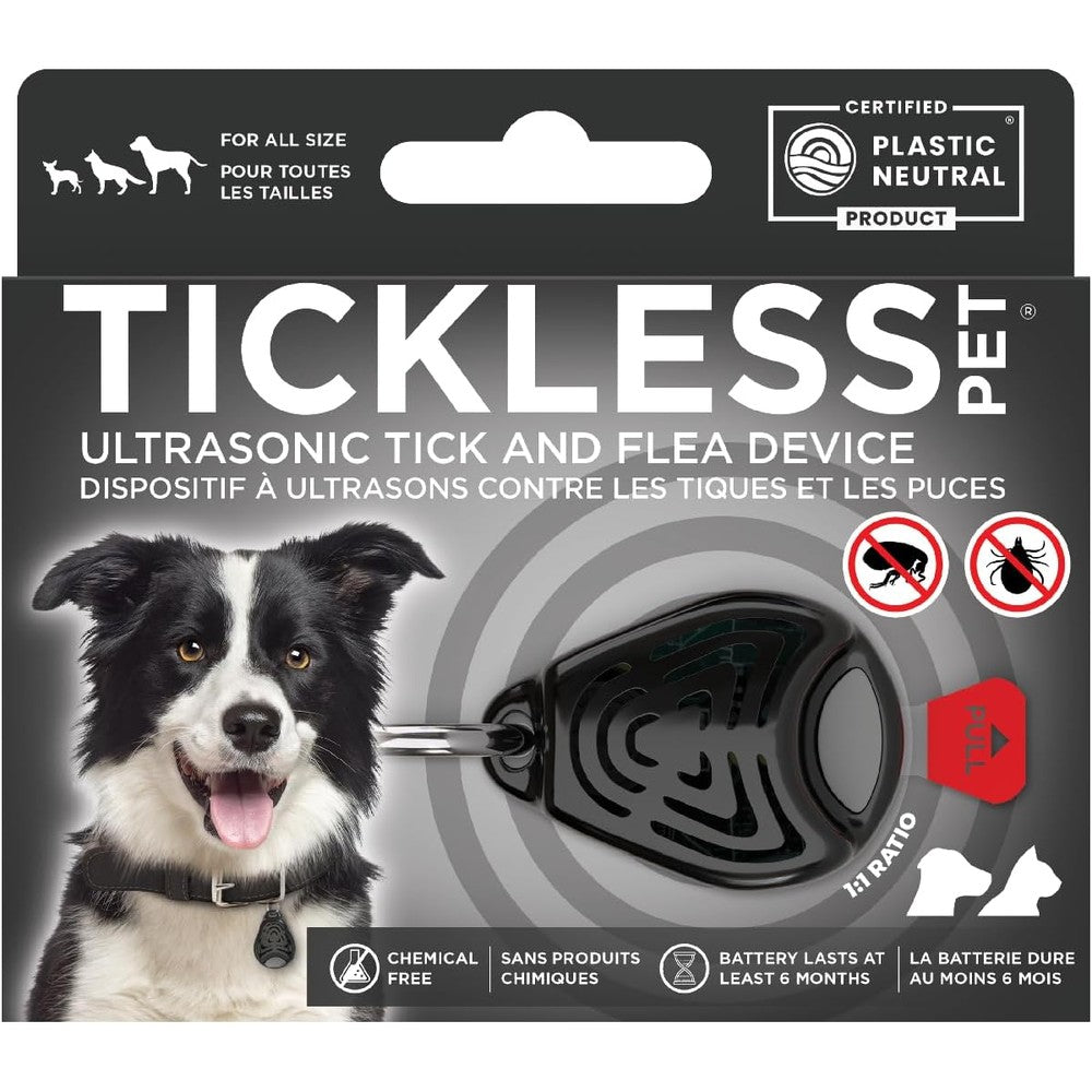 Tickless Pet Ultrasonic Anti Tick And Flea Device Black For Dogs And Cats Fragrance Free Chemical Free Protection Lasts Six Months