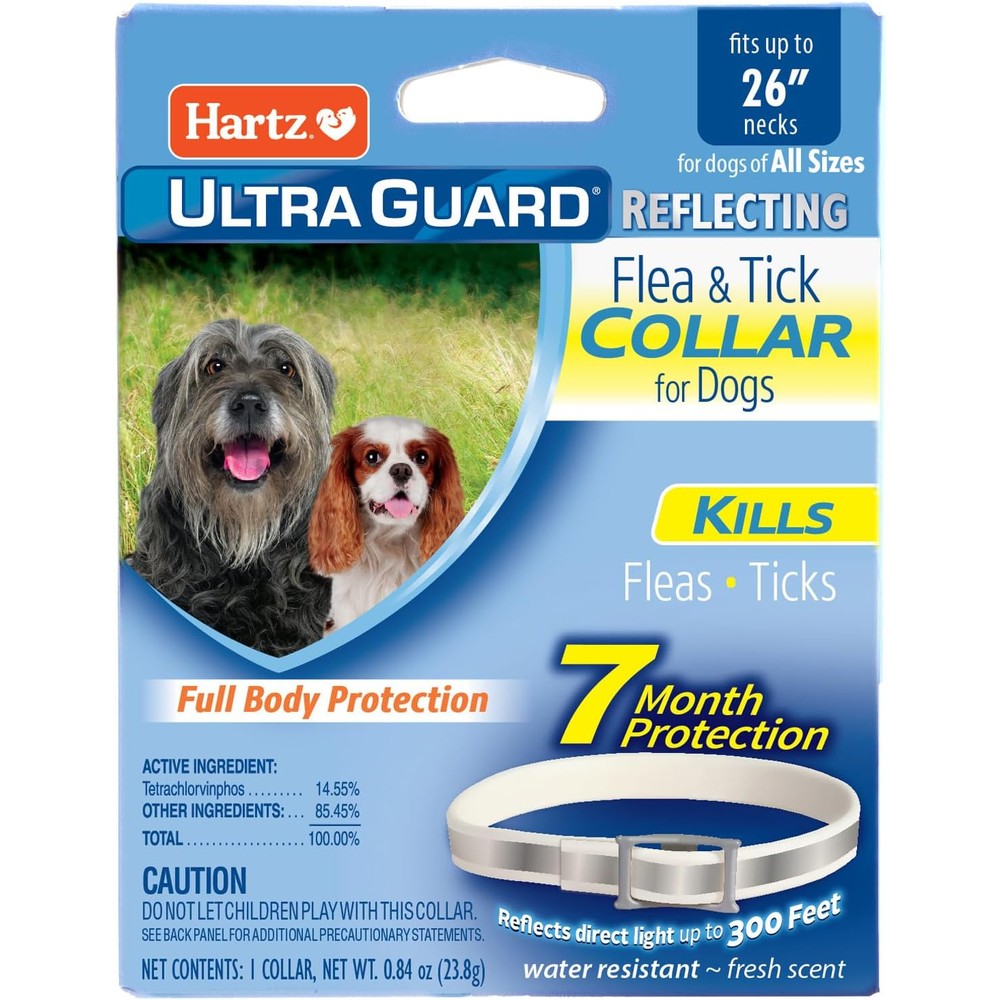Hartz UltraGuard Reflecting Flea And Tick Collar For Dogs And Puppies Fits Up To 26 Inch Necks 1 Count