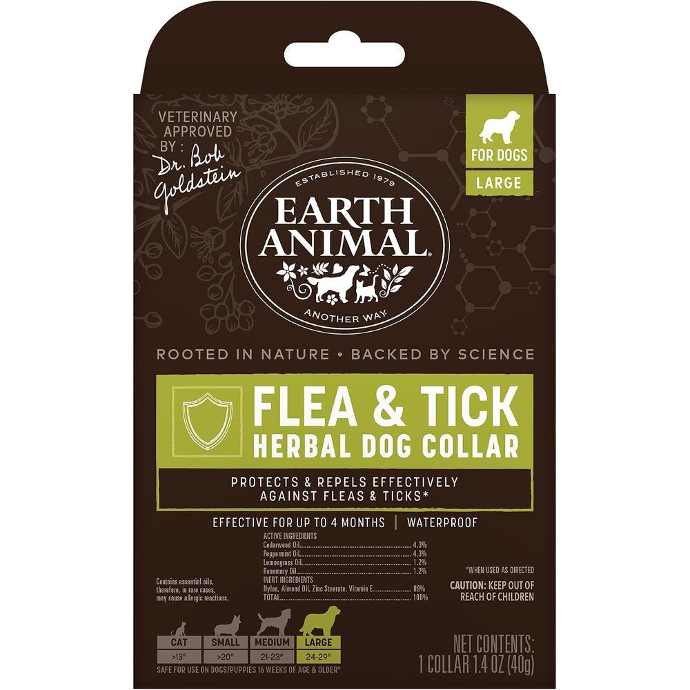 Earth Animal Apothecary Natural Flea And Tick Herbal Collar For Large Dogs 24 To 29 Inch Neck 1 Collar