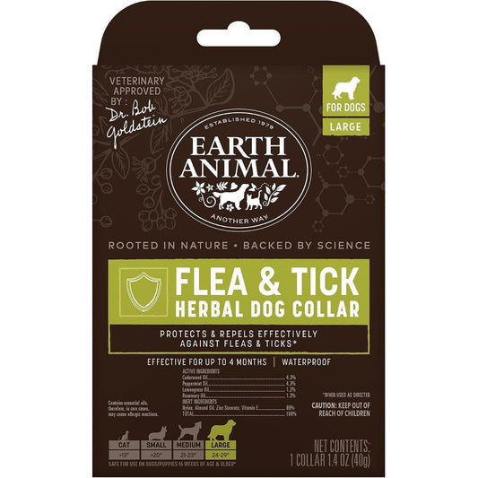Earth Animal Apothecary Natural Flea And Tick Herbal Collar For Large Dogs 24 To 29 Inch Neck 1 Collar