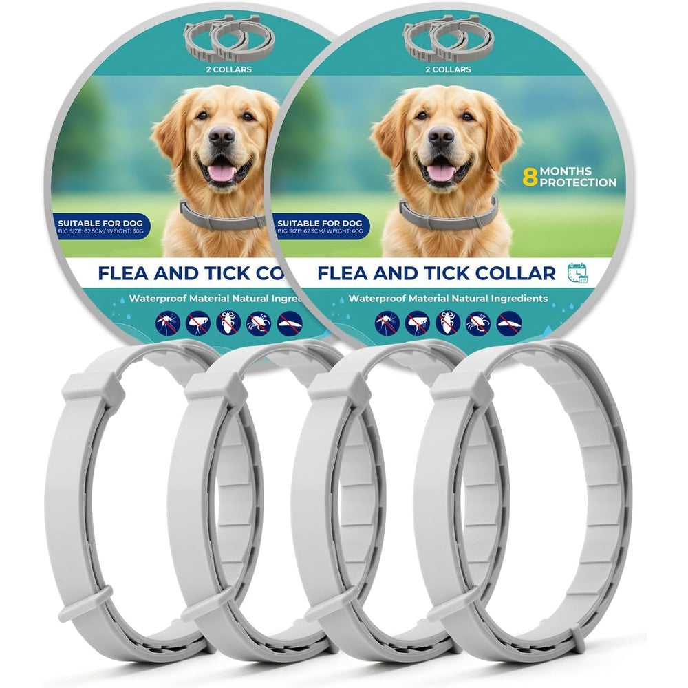 Hucha Flea And Tick Collar For Small Dogs And Puppies Under 18 Pounds 4 Pack With 8 Months Protection Waterproof Adjustable Design