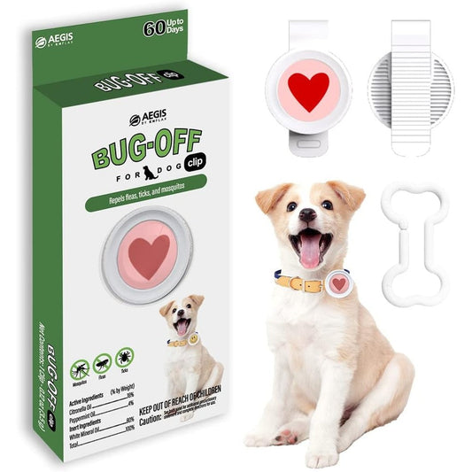 Kn Flax Aegis Bug Off Clip For Dogs Heart Shape Natural Flea Tick And Mosquito Repellent For 60 Days Made In Korea
