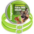 EcoVenger Flea Collars for Dogs & Cats - Flea & Tick Repellent 2-Pack Green. Built-in Pant-Based Formula Strong Repellency Slow Release, Lasting Protection, Pleasant Aroma, Waterproof