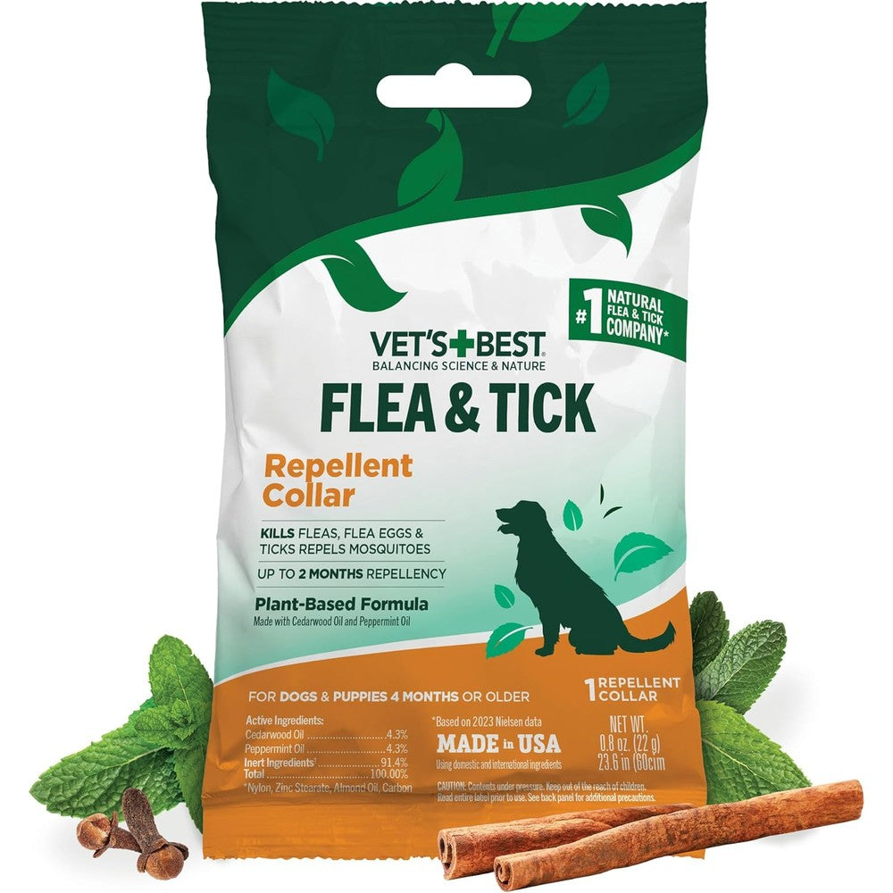 Vet's Best Natural Flea And Tick Repellent Collar For Dogs Plant Based Formula For Neck Sizes Up To 20 Inches