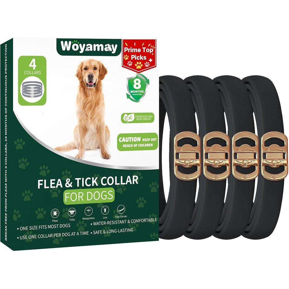 Woyamay 4 Pack Flea And Tick Prevention Collar For Dogs 32 Months Continuous Protection Adjustable Waterproof Pet Treatment