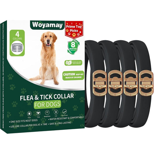 Woyamay 4 Pack Flea And Tick Prevention Collar For Dogs 32 Months Continuous Protection Adjustable Waterproof Pet Treatment