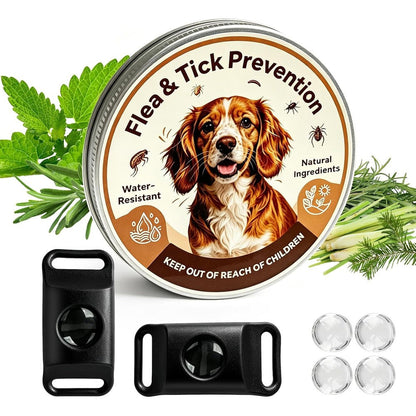 Trihood Natural Flea And Tick Prevention Pendant For Dogs Waterproof Repellent Tag With 2 Silicone Buckles And 4 Refills For All Breeds