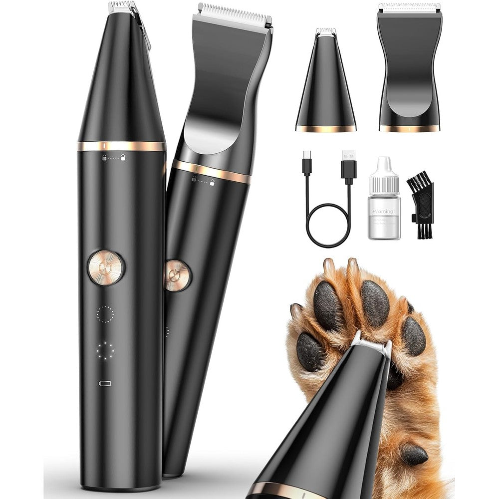 Oneisall 2 Speed Pet Clipper With Double Blades Rechargeable Cordless Low Noise Paw Trimmer For Cats And Dogs Hair Grooming Kit Black