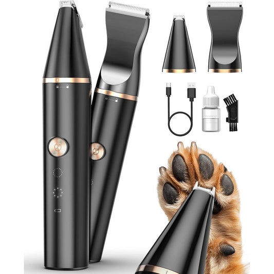 Oneisall 2 Speed Pet Clipper With Double Blades Rechargeable Cordless Low Noise Paw Trimmer For Cats And Dogs Hair Grooming Kit Black