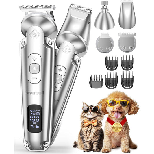 Oneisall 4-In-1 Cordless Dog Grooming Kit With Paw Trimmer And Nail Grinder For Small And Medium Pets With Thick Hair And Low Noise Operation