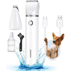 Casfuy Cordless Dog Paw Trimmer Quiet Pet Grooming Clipper With Double Stainless Steel Ceramic Blades For Paws Eyes Ears Face And Rump White