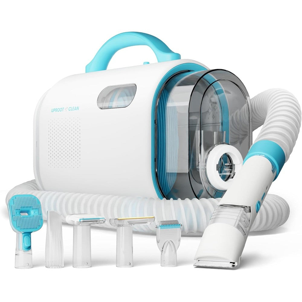 Uproot Clean Pet Groomer Vacuum Kit 7 In 1 Complete Cat And Dog Grooming Vacuum For Shedding Pets White And Blue 1 Count