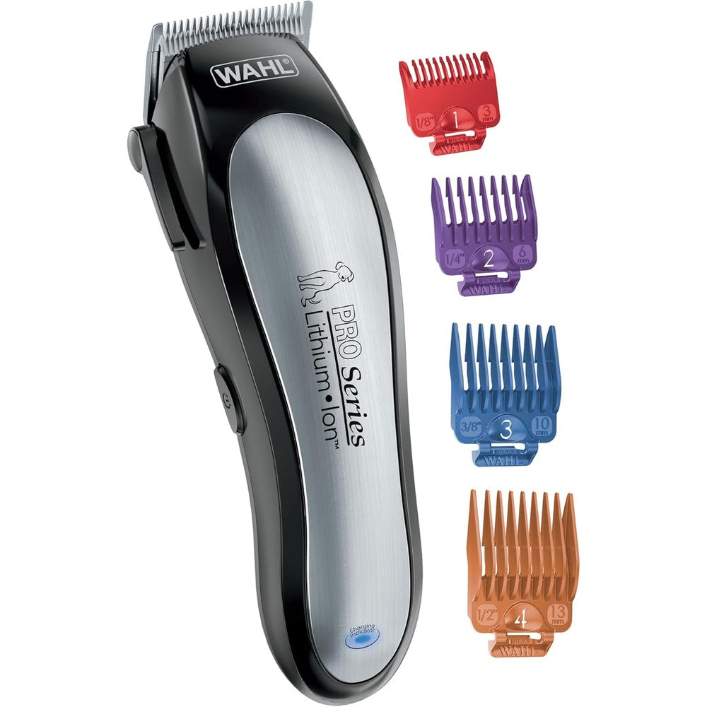 Wahl USA Lithium Ion Pro Series Cordless Animal Clippers Heavy Duty Electric Dog And Cat Grooming Kit For Thick Coats Model 9766