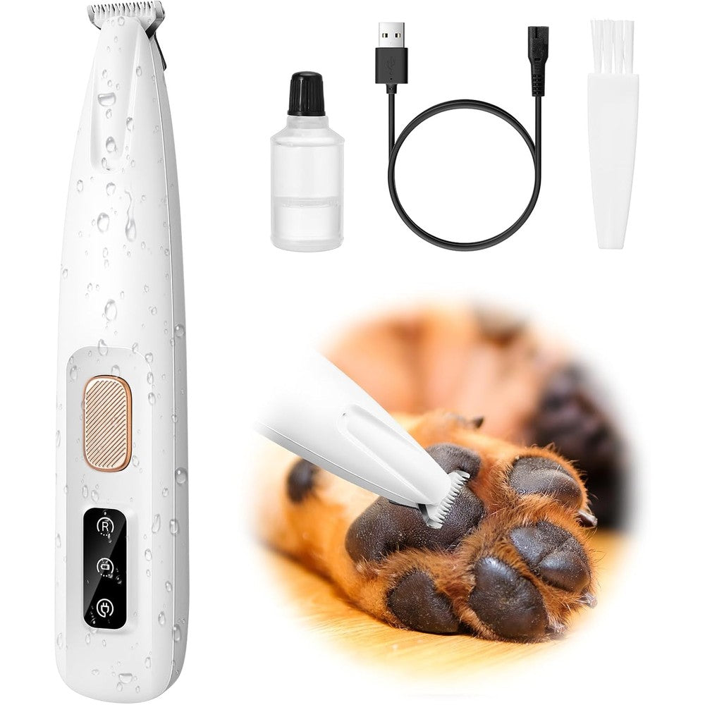 Palksky Micro Precision Pet Trimmer Upgraded Eighteen Millimeter Blade Electric Dog Paw Shaver Cordless Waterproof Grooming Clippers White