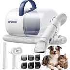 Oneisall Dog Grooming Vacuum Cleaner Kit With 15000 Pascal Suction Quiet Pet Hair Clippers And 2 Liter Capacity Dust Canister