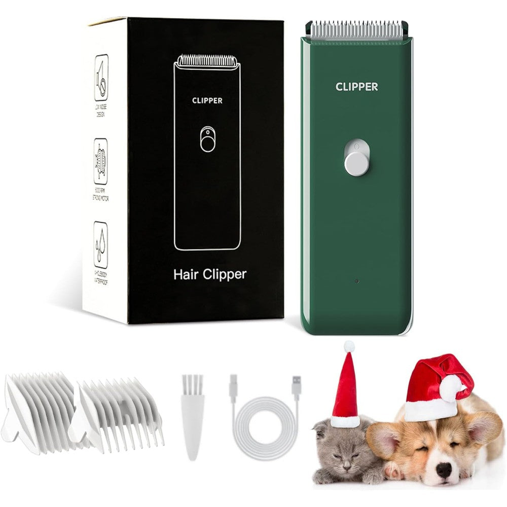 Founouly Professional Household Waterproof Low Noise Pet Hair Clippers Electric USB Rechargeable Grooming Trimmer For Dog And Cat AP005 Green