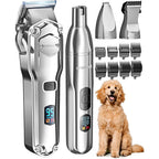 Oneisall 4-in-1 Dog Grooming Kit for Heavy Thick Hair and Coats Cordless Waterproof Pet Shaver Clipper with Paw Trimmer and Nail Grinder