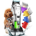 Oneisall Professional Dog Grooming Clippers Cordless Rechargeable Heavy Duty Pet Hair Trimmer With Detachable Metal Combs Silver 676pro Pack