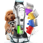 Oneisall Professional Dog Grooming Clippers Cordless Rechargeable Heavy Duty Pet Hair Trimmer With Detachable Metal Combs Silver 676pro Pack