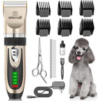 Oneisall Dog Clippers Low Noise Two Speed Quiet Pet Grooming Kit Rechargeable Cordless Hair Clipper Trimmer Shaver For Dogs And Cats Gold Variant