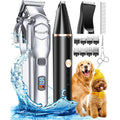 Oneisall Dog Grooming Kit For Heavy Thick Hair With Stainless Steel Blade And Paw Trimmer Low Noise Rechargeable Cordless Waterproof Pet Clippers Set